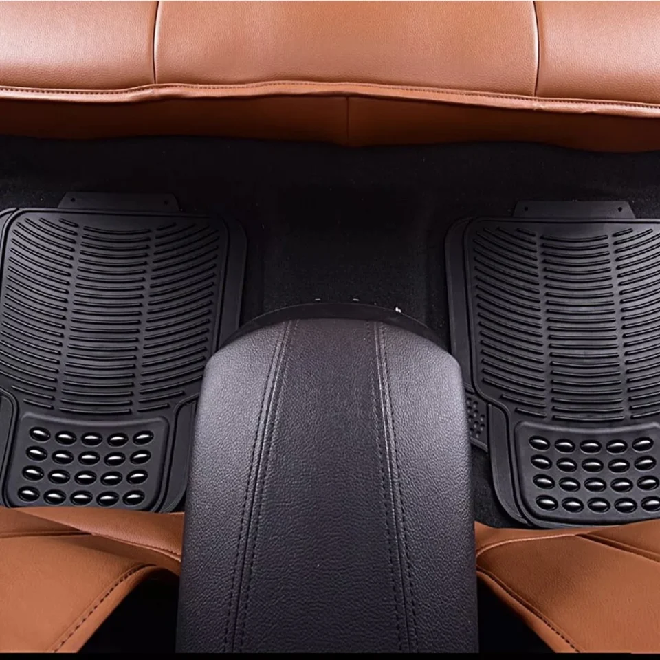 Front&Rear Car Floor PU Leather Waterproof Mat W/Antiskid Pedal