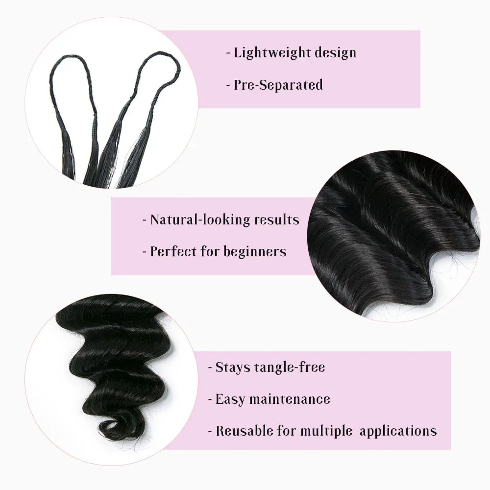 Loose Deep Wave Miracle Knots Crochet Hair For Braiding Boho Braids Raw 100% Human Hair Extensions Feathered Human Crochet Hair 6