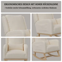 Кресло-качалка Anajqaqia, мягкое кресло, удобное кресло для отдыха с подушкой, для гостиной, льняной/флис Тедди — изображение 5