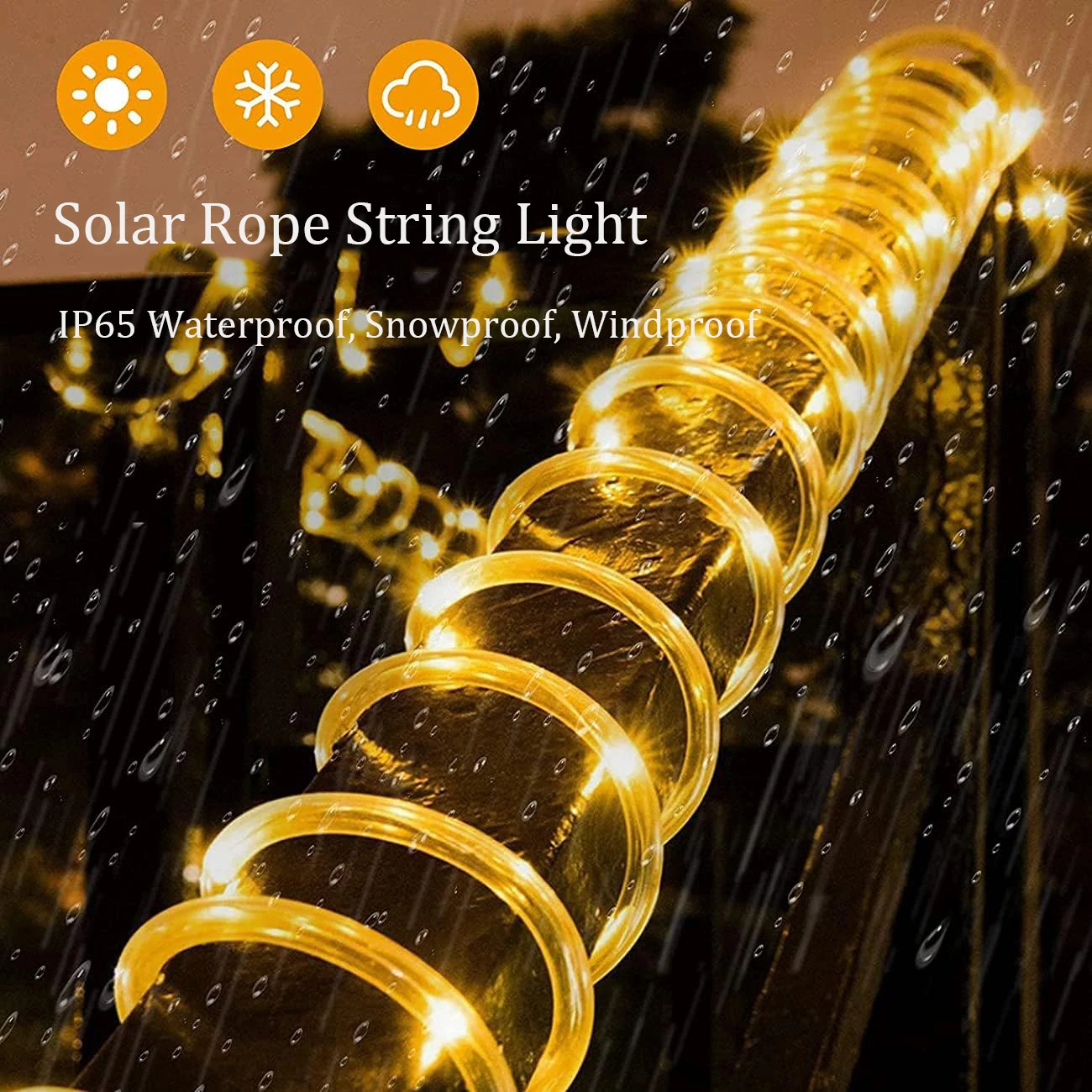 7M Solar Powered Rope Strip Lights Waterproof Tube Rope Garland Fairy Light Strings Per Outdoor Indoor Garden Christmas Decor