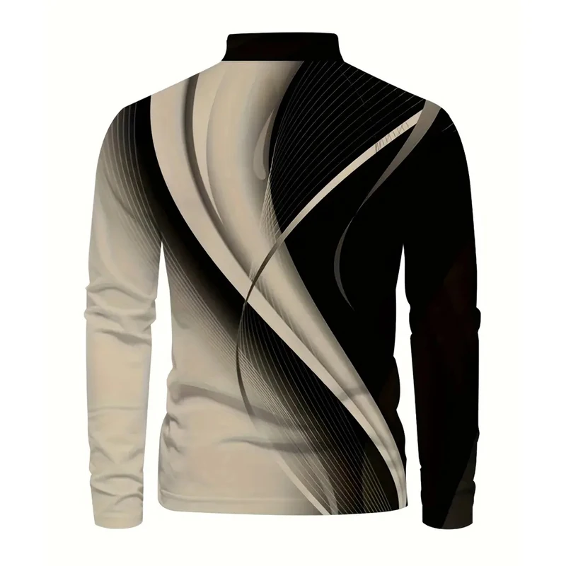 Men's Graphic Polo Shirts Golf Shirt Long Sleeve Polo Shirts Collared Shirts Casual.
