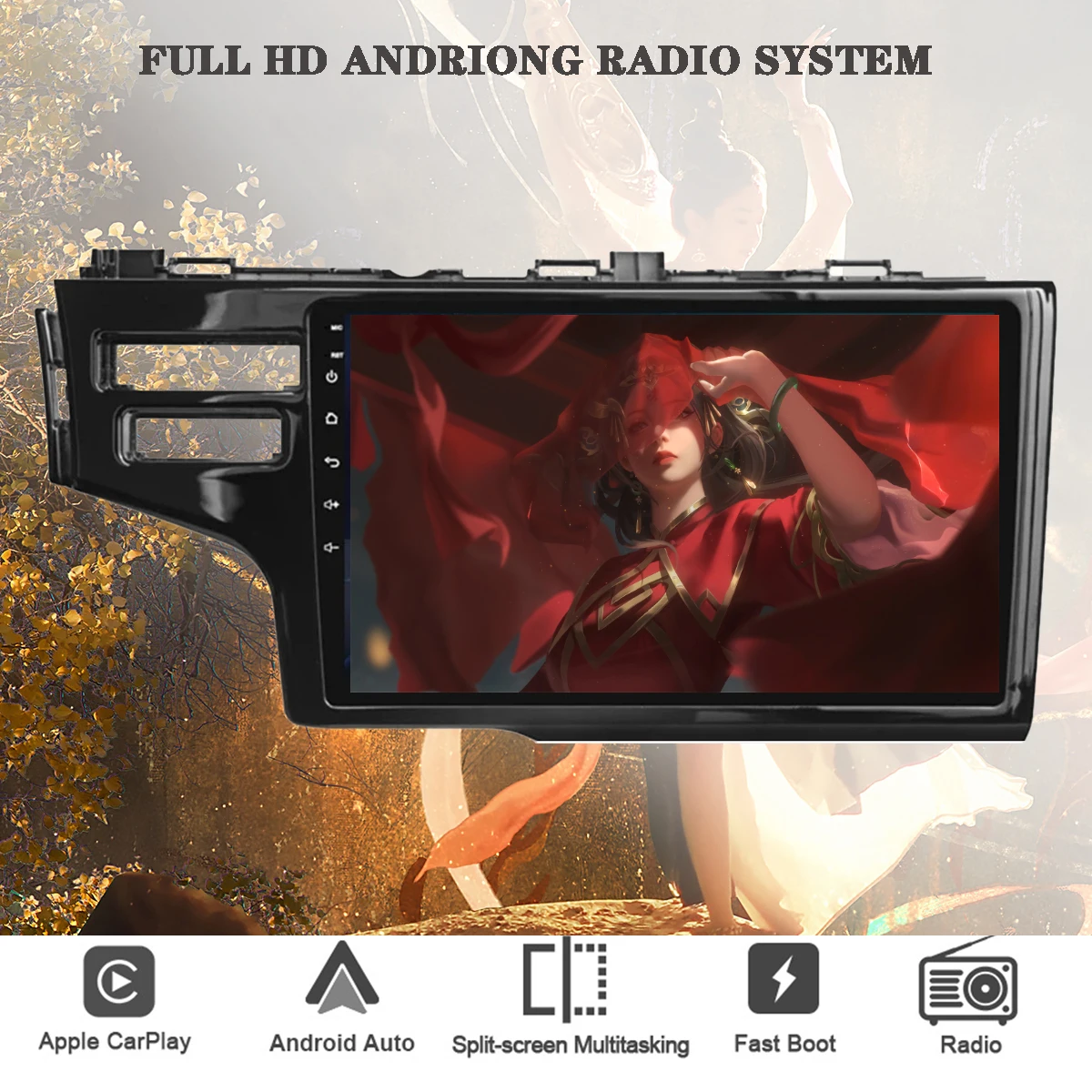 10 ''Ips Car Gps Navigation Pc Tablet Dvd Cassette Per Honda City 2014 - 2017 Stereo Autoradio Android 13 128Gb Swc Rds Dsp