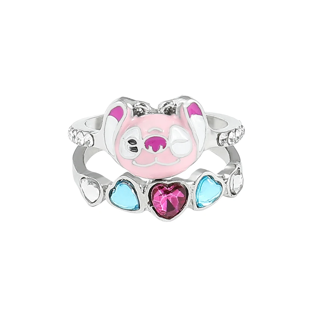 Disney Stitch Ring Cartoon Jewelry Ring Lilo Stitch Anime Figure Periphery  Fashion Jewelry Diamond Double-deck Boys Girls Gifts - Animation  Derivatives/peripheral Products - AliExpress