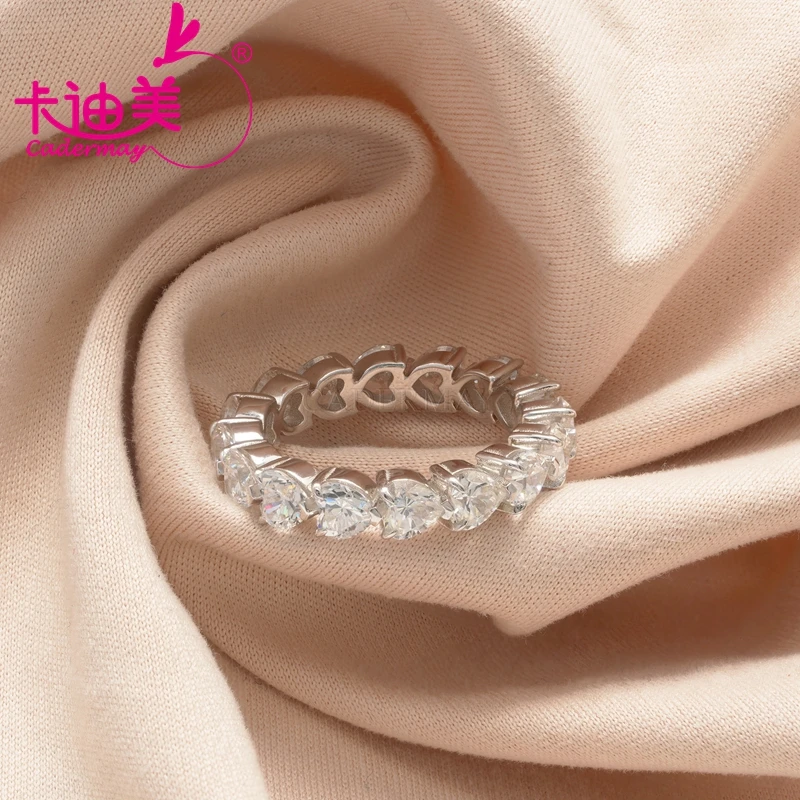

CADERMAY Brand New 4X4mm Heart Cut Real Gold Moissanite Rings for Women Diamond Fine Jewelry Anniversary Birthday Party Gift
