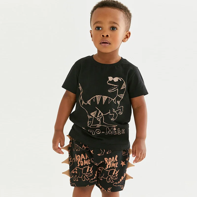 

Детский хлопковый комплект из футболки и шортов, с мультяшным принтом