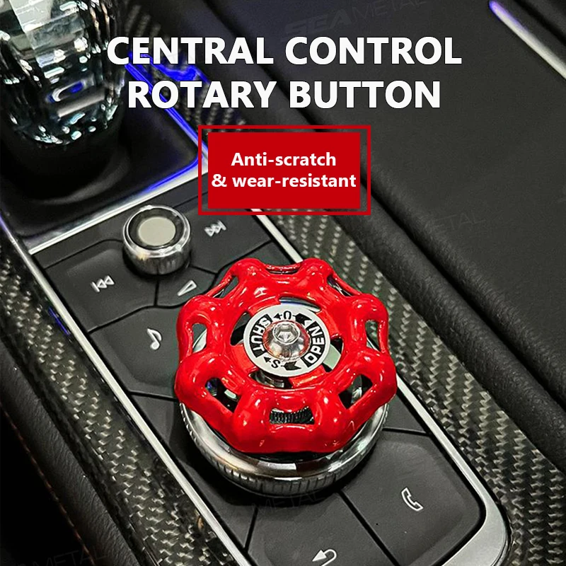 Metal Car Knob Decoration Red Self Adhesive Interior Ornament