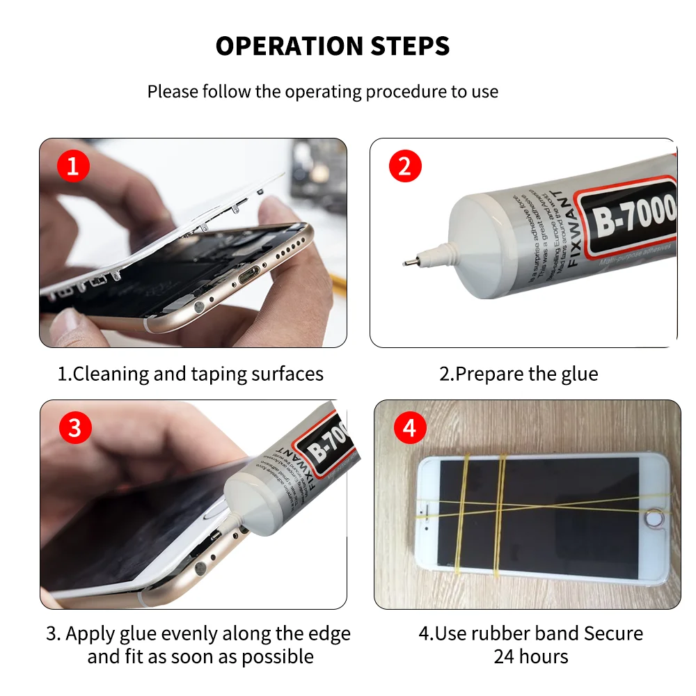 B-7000 15/25/50/110ML Transparent Phone Screen Repair Glue B7000 Universal Glass Plastic DIY Adhesive With Precision Applicator 5