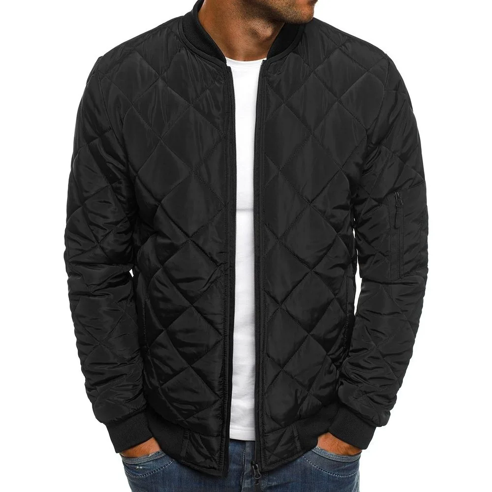 2022 new Men's Fashion Classic Zipper Men's Jacket Versatile Men's Winter Jacket Coat Men's Loose Rhombus Cotton Padded Clothes 3