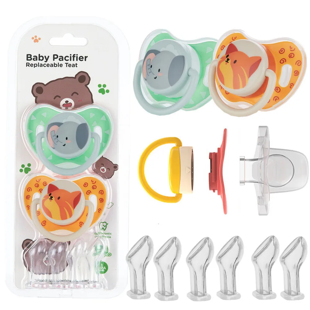 

Miyocar Unique Design Baby Pacifiers Bring Replacement Nipple (2 Pcs) Includes All Sized Silicone Teat for Boy and Girl