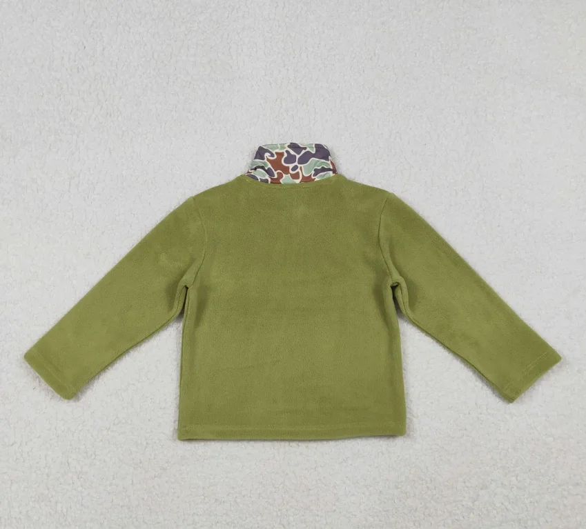 Spring Boy BT1442 브라운 카모 프린트 키즈 포켓 후디 버튼 재킷 탑