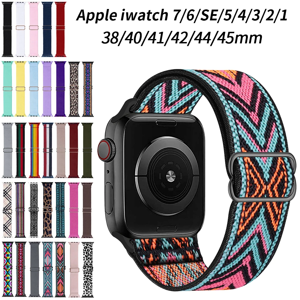 Scrunchie Strap For Apple watch band 44mm 40mm 38mm 42mm 41mm 44mm Nylon bracelet correa iWatch Serie 4 5 3 2 1 SE 6 7 45mm 41mm