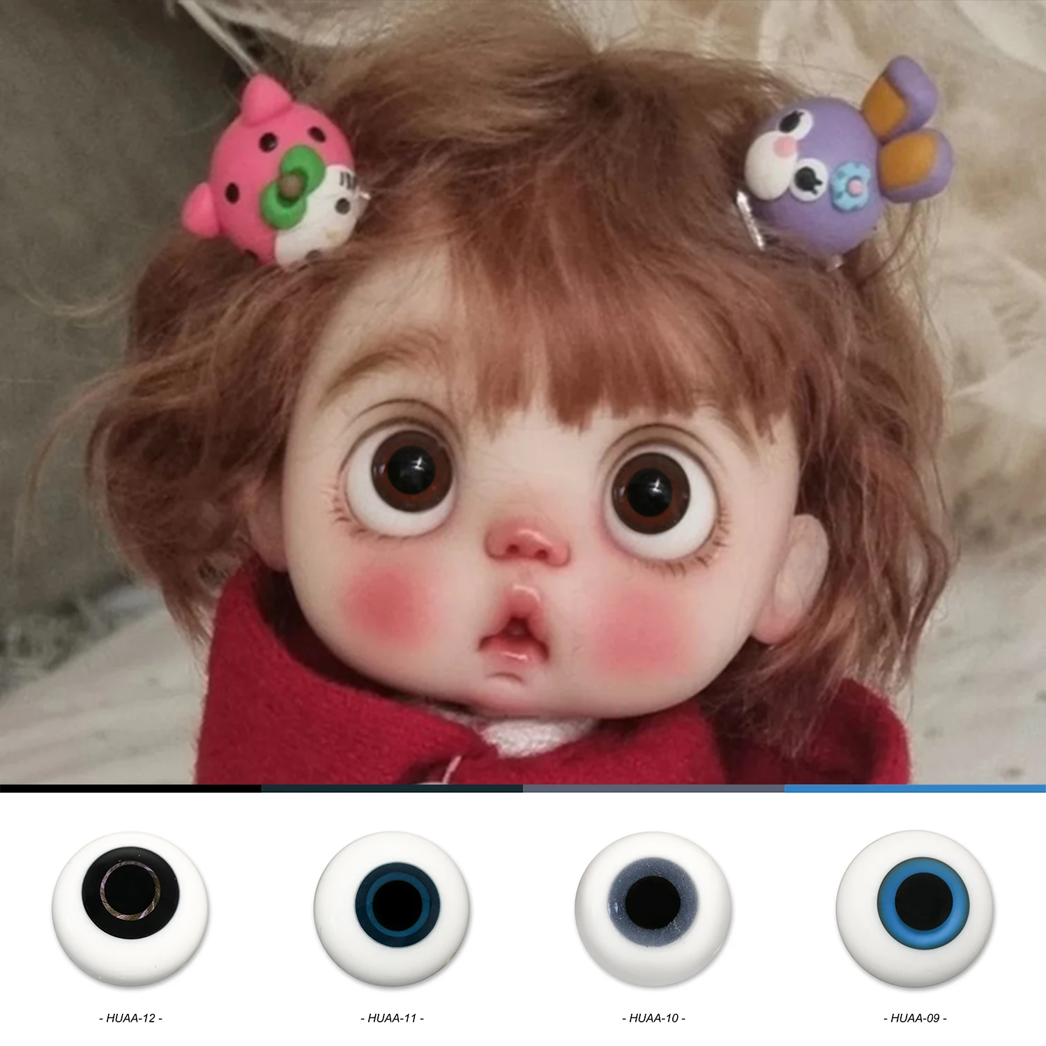 HUAA Eyeballs for Crafts,Pure Handmade Design Glass Fake Eyes, Eyeball 1  Pair,Suitable for Dolls