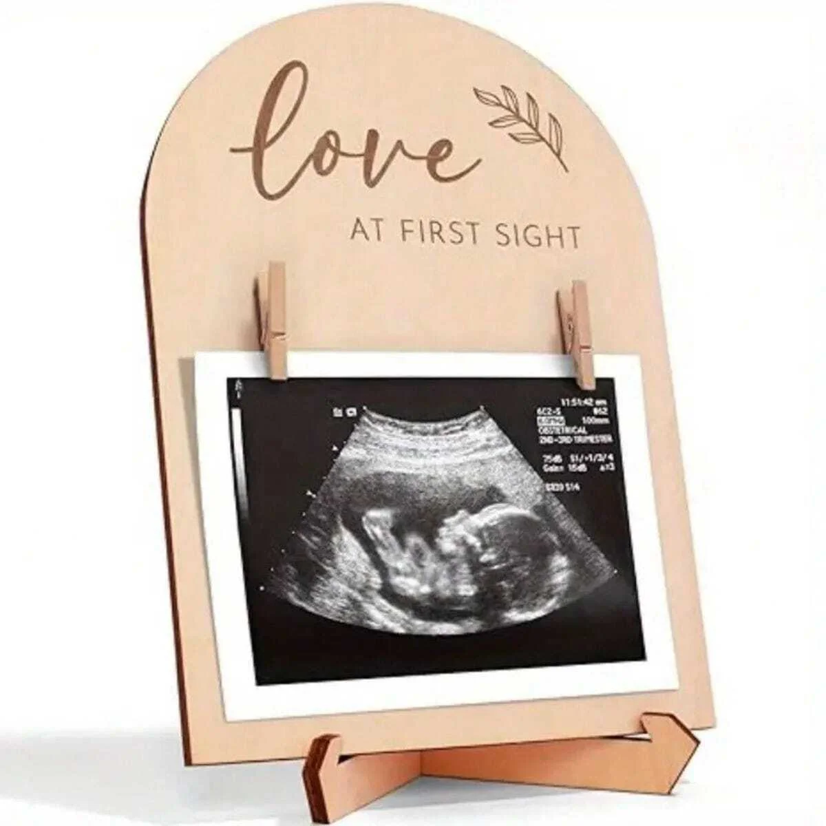 1pc Cute Wooden Ultrasonic Photo Frame Suitable For Your Pregnancy Announcement Suitable For Daycare