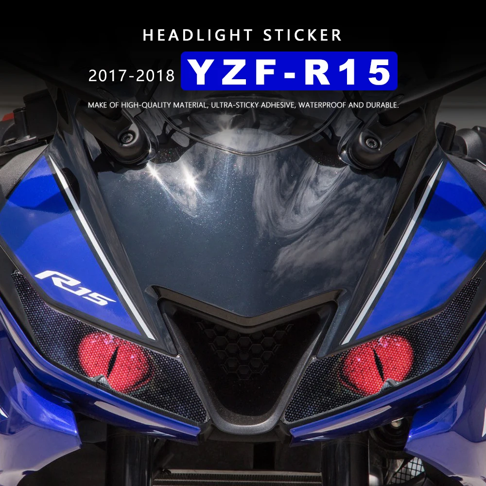 R15 V3 Headlight Guard Sticker 3D Head Light Protection Decal For Yamaha YZFR15 YZF-R15 2017 2018 Motorcycle Accessories