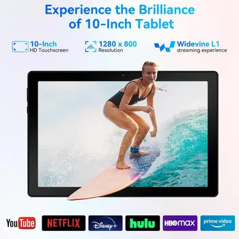10.1 Inch Android 14 Tablet 12GB RAM 64GB ROM Widevine L1 Compatible IPS HD Screen with Protective Case Stylus Keyboard Mouse 6