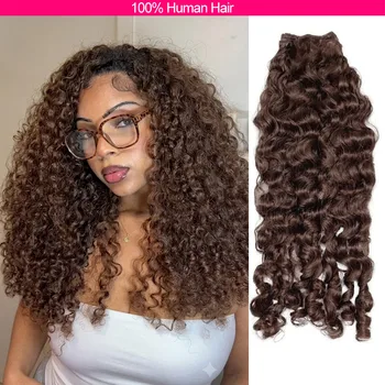 Ciocche di Capelli Ricci Birmani Marrone Cioccolato, Ciocche di Capelli Grezzi Vietnamiti, Estensioni di Capelli Umani, Ciocche Ricci Pixie Vietnamiti