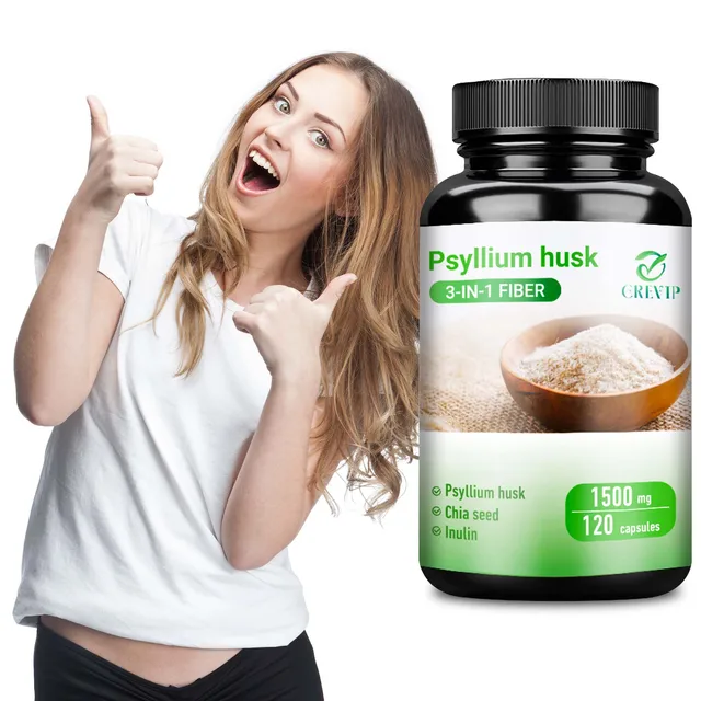 2538-973bcb.jpg Psyllium Husk Supplement - Natural Soluble Fiber - Improve Digestion and Relieve Bloating, Intestinal Health - 120 Capsules