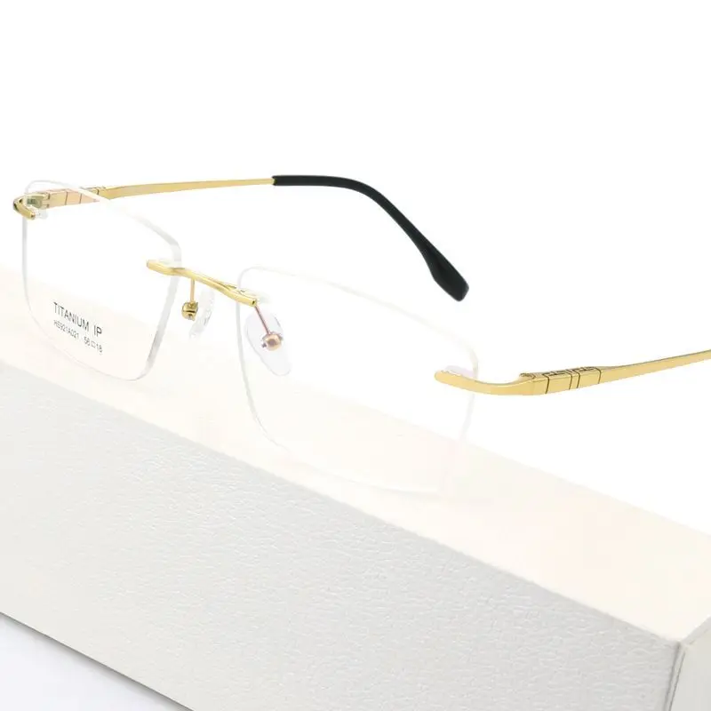 

Rimless business pure titanium glasses frame, personalized and trendy, can be matched with myopia glasses for big faces