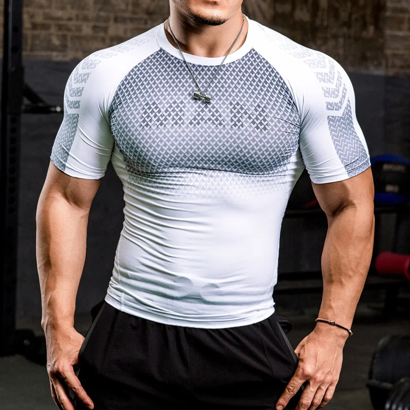 

Men's Sports Compression T-shirt 2023 Summer Crossfit Bodycon Running Jogging Boxer Bodybuilding Marathon Gym Fitness Tee Shirts