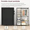 Portable Closet Organizer - 6 Shelves & Hanging Rod - Non-Woven Fabric Cover with 4 Side Pockets - Black - Compact Clothing 6