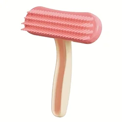 Heart - Shaped Silicone Pet Grooming Brush with Soft Bristles for Gentle Detangling and Massaging (Pink)