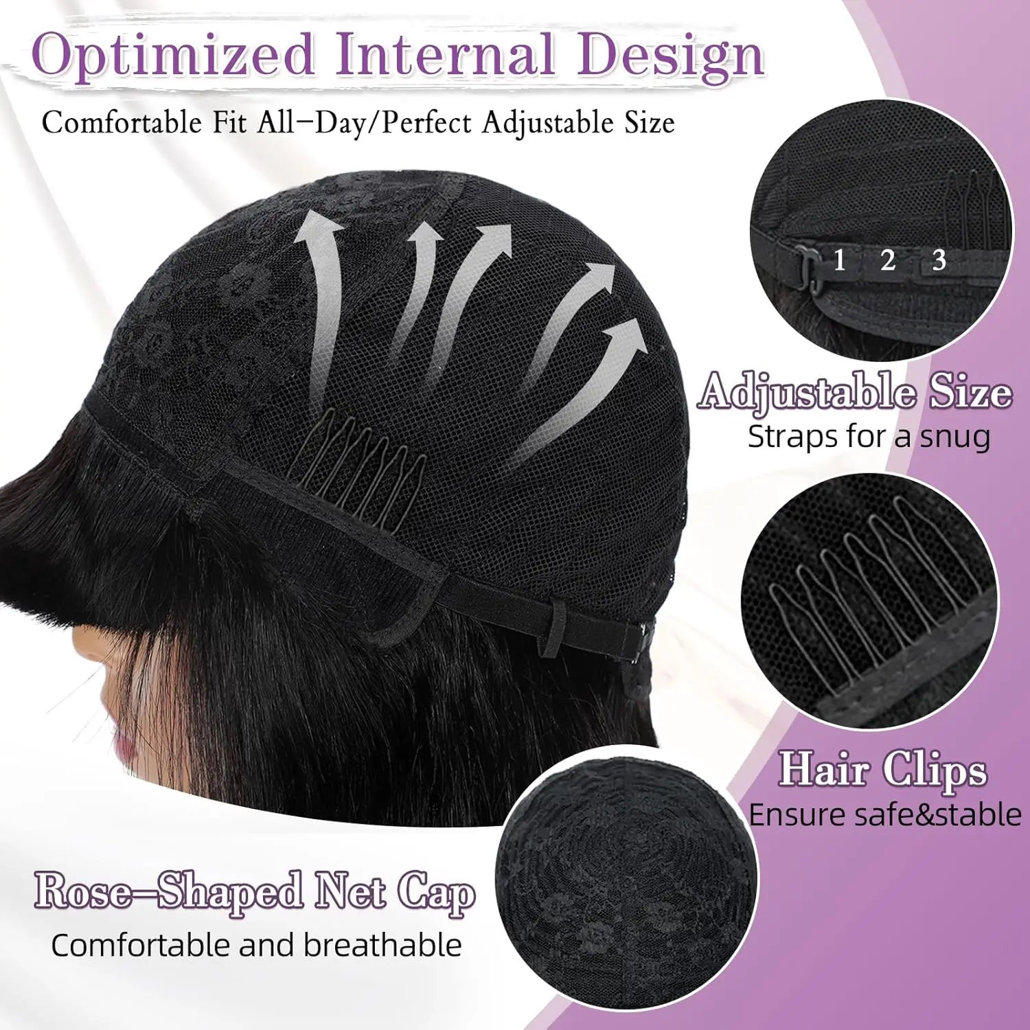 3x1 HD Lace Bob Wig with Bangs Human Hair 200% Density Glueless Short Natural Black Wear and Go Wigs for Women Beginner Friendly 6