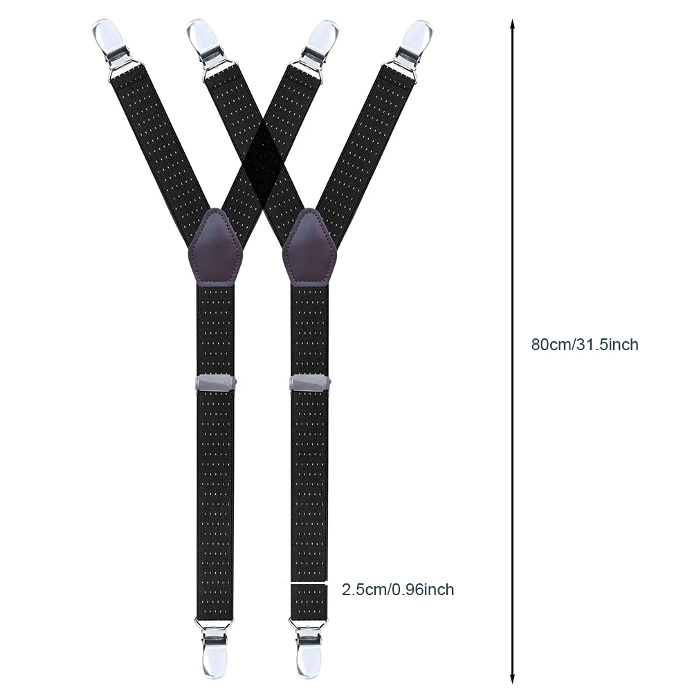 2Pcs/Set Men's Shirt Holders Stays Y-Shaped 3 Metal Clips Adjustable Elastic Leg Suspenders Straps Non-slip Sock Garter Clamps