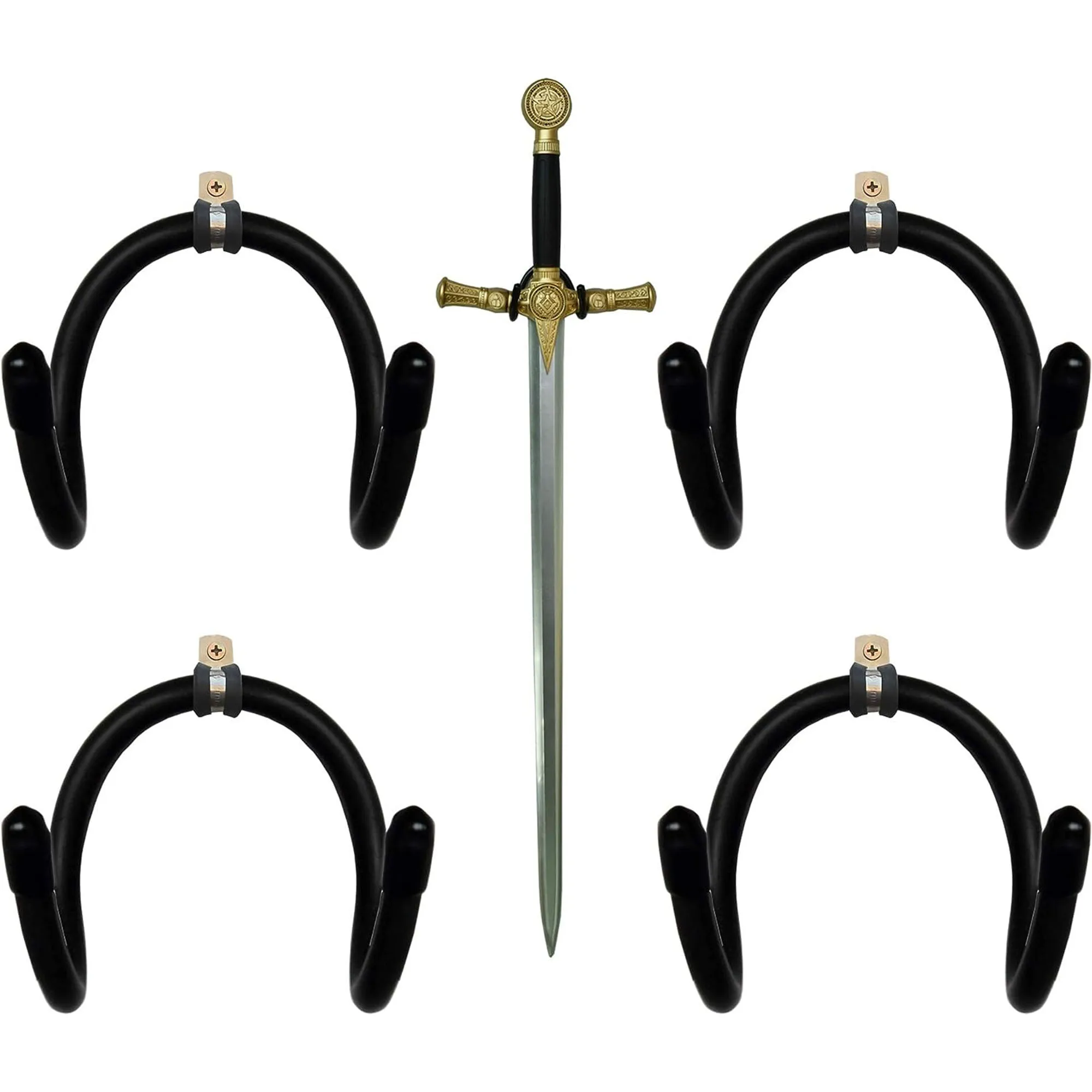 

Stainless Steel Vertical Skateboard Rack, Sword Mount, Dagger Display, Wall Hanger for Ax, Daggers, Knives