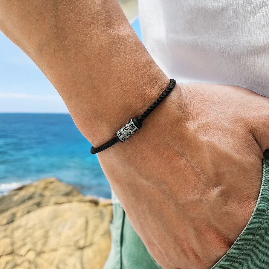 Adjustable Cord Chain Bracelet for Men with Lucky String