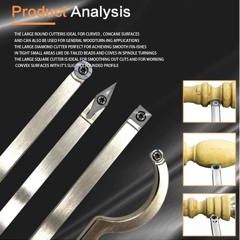 6 in1 Carbide Woodturning Tool Set Wood Turning Chisel Kit with Cutting Inserts & Box for Lathe Woodworking Tools Accessories woodturning tool set