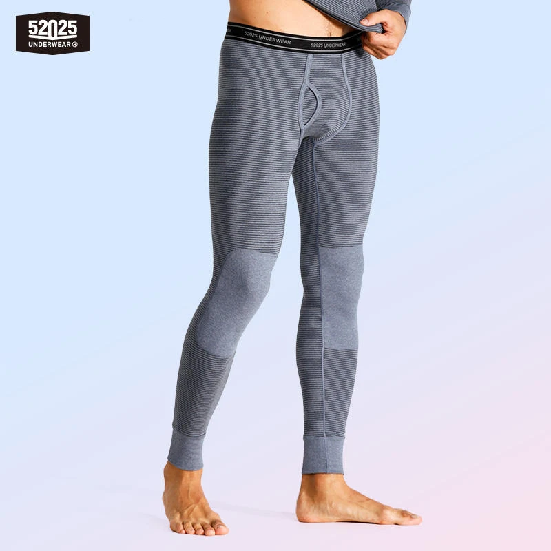 52025WarmMenThermalLeggingswithPanelsCottonFleecelinedWinter
