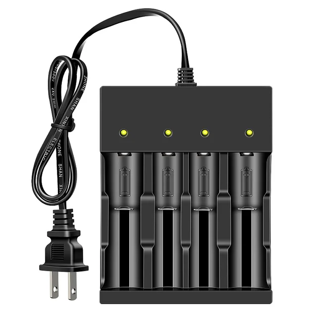 Skywolfeye 4 Bay Smart Universal Charger for 3.7V Rechargeable Li-ion Batteries Compatible 18650 26650 22650 14500 16340(CR123)