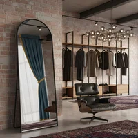 Стоящее зеркало Arembali Shape, Металлическое черное зеркало, Настенное или похудение, Современный дизайн для спальни и входа — изображение 3