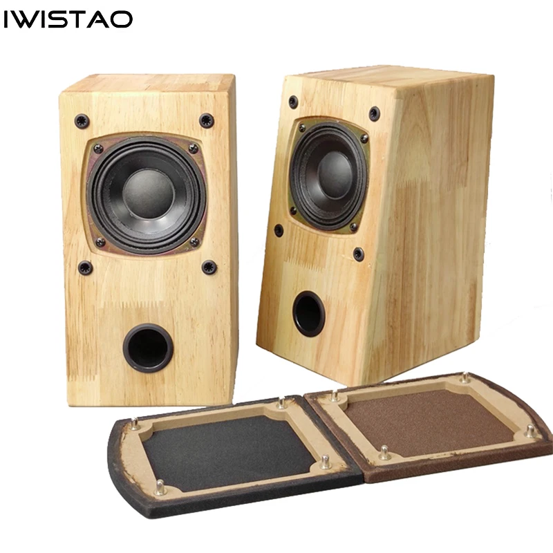 IWISTAO HIFI Speaker Full Range Cabinet 4 Inches Unit 4 Ohm 15~60W 94dB Solid Wood Enclosure Desktop 1 Pair Inverted Structure 2