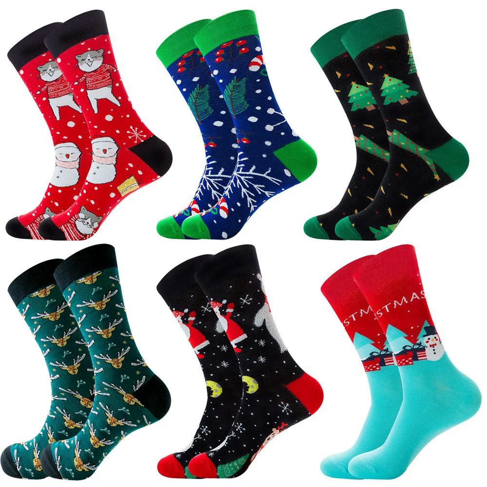 Christmas Socks Colorful Creative Fun Socks Children Cute Sock Christmas Gift Elk Snowman Santa Printed for Men Women