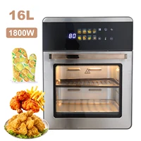 1800W 360 °   Friteuse à air chaud sans huile, four à convection visuel en acier inoxydable de 20 L, machine de cuisson multifonction à commande tactile pour 6 à 8 personnes 1