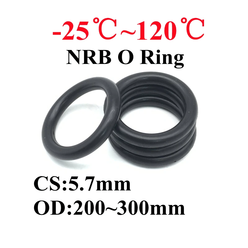 

Rubber Ring NBR Sealing O-Ring 5.7mm Thickness OD200/205/210/215/220/225/230/235/240/245/250/255/260/300mm Gasket Nitrile Washer