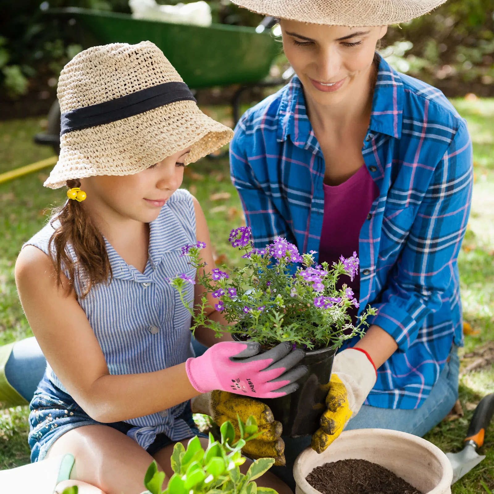 4 Paar Kinderhandschuhe aus Latex in verschiedenen Farben und niedlichen Mustern für Gartenaktivitäten im Freien – Detail 6