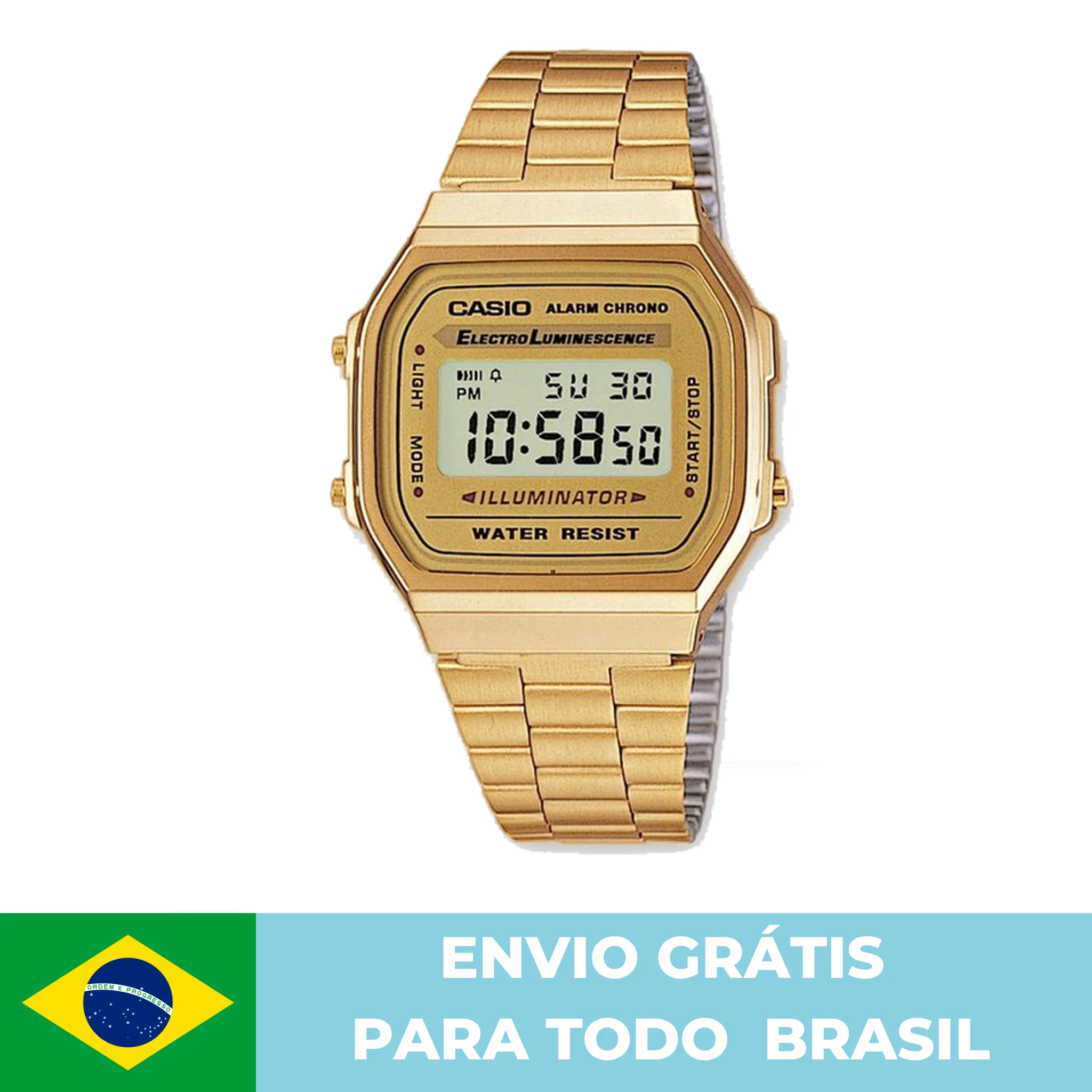 Relógio Retrô Wr Digital Pulseira Inox Cássio Unissex