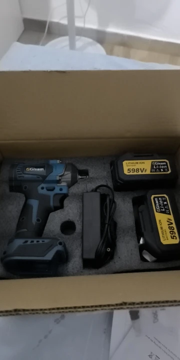 Gismis-llave de impacto eléctrica sin escobillas, Torque de 1200N.M, destornillador inalámbrico de 1/2 pulgadas, herramienta eléctrica para Pin de batería Makita de 18V photo review