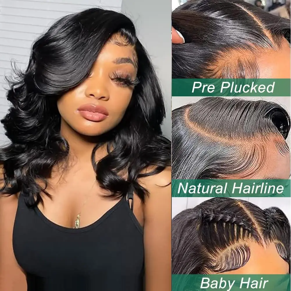 Bob Wig Human Hair 13x4 Frontal Lace Wig Body Wave HD Lace Front Wigs Human Hair Pre Plucked 99J,4/27 and natural Wigs for Women 2