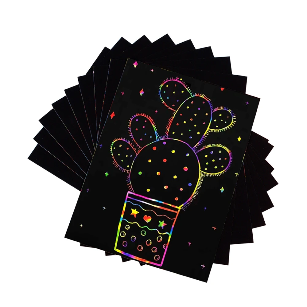 10/50Pcs Laser Engraver Magic Color Rainbow Scratch Art Paper Card Set Random Color For Laser Engraving TTS-55 DIY Drawing Gift