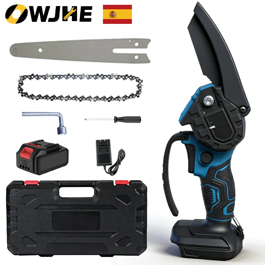 Bürstenlose 6-Zoll-Elektro-Mini-Kettensäge, kabellose elektrische Säge, Holzbearbeitungs- und Beschneidungssäge, Schneidwerkzeug für 21-V-Akku – Detail 1