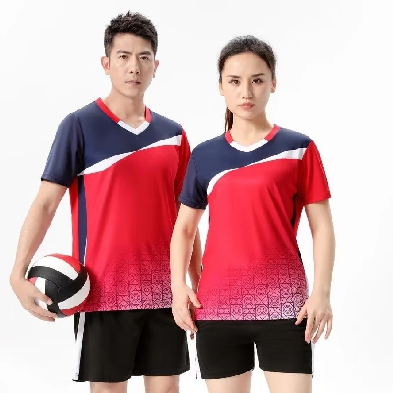 Men Women Volleyball Suits T-Shirt Shorts Table Tennis Set Badminton Outfits Couple Team Family Sportwear Pingpong Breathable