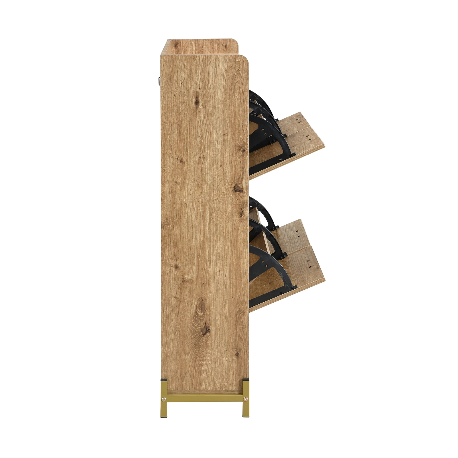 Rosahqnda Modernes Schuhregal in Holzoptik, 4-türiger Schuhschrank mit platzsparendem Schuhschrank für Eingangsbereich, Flur, Flur – Detail 8