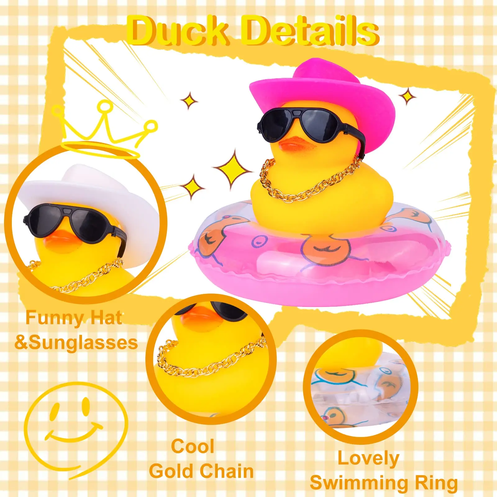 2 Set Car Duck Mini Rubber Duckies Toy Car Dashboard Yellow Jeep Duck Party Favor Car Decoration  Car Accessory Table Ornament 4