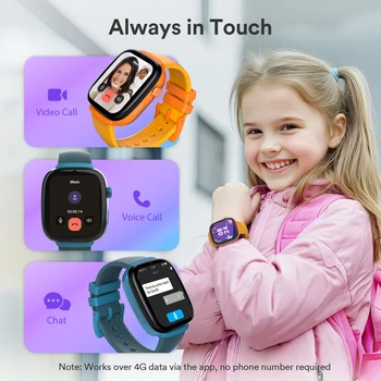 4G Kids GPS Smartwatch with SIM Card, Video Call, Two Way Call, SOS, Parental Controls, IP68 Waterproof Best Gift for Child 3