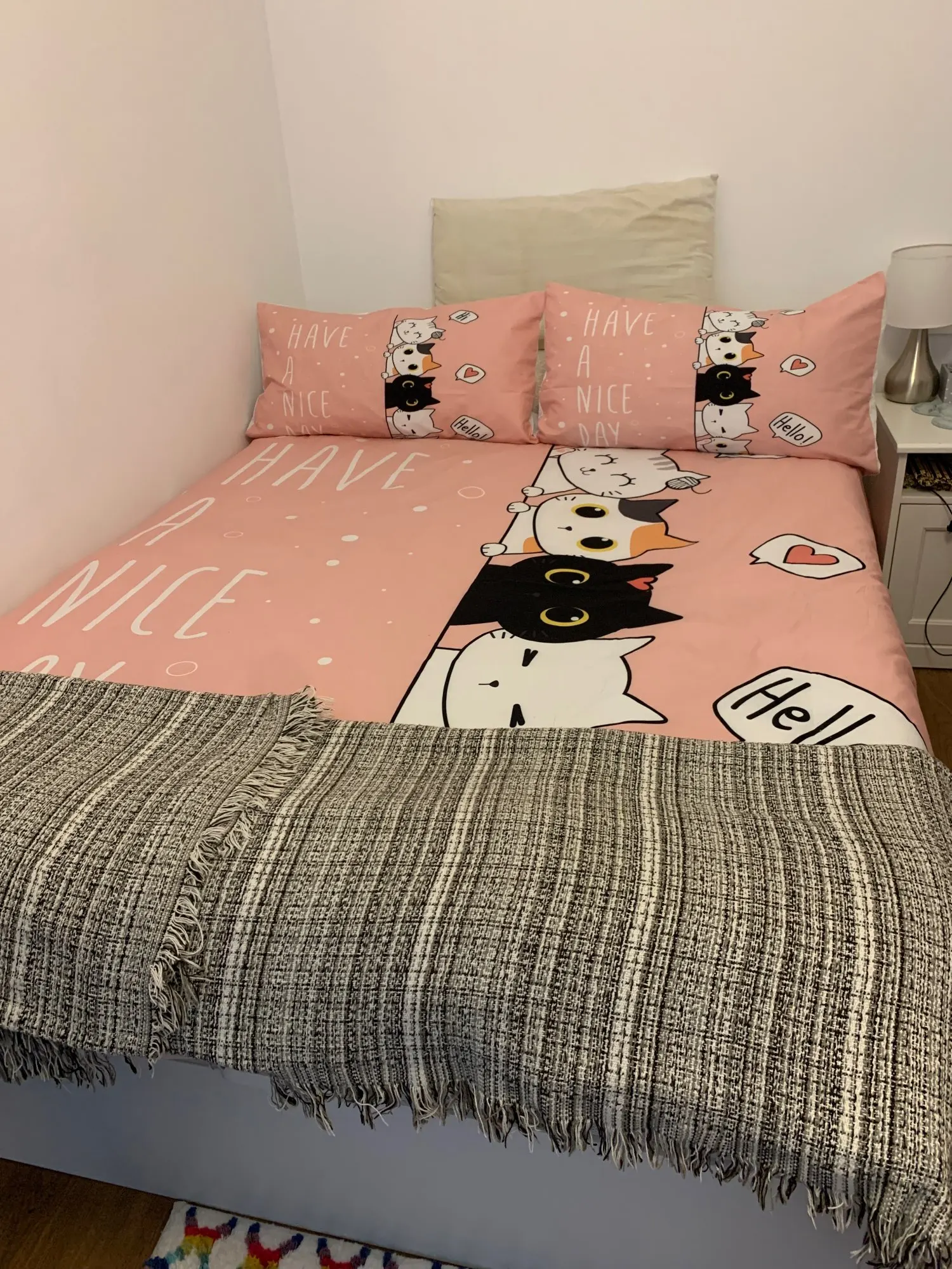 Stay positive with Cute Cartoon Cat Bedding Set - cat sheets queen –  Meowgicians™