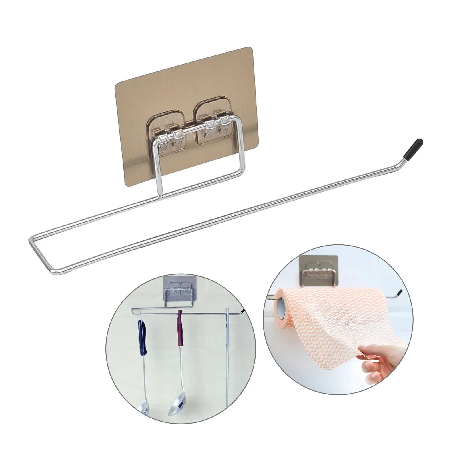 Lazy Person Cloth Stainless Steel Bracket Without Punching Pasted Kitchen Bathroom Toilet Tissue Storage Rack Hanging Rack