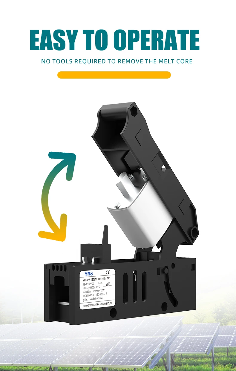 Description Picture 4 of item1000VDC Fuse Disconnector Switch 1P for NH00 battery fuse 160A Telecom Fuse